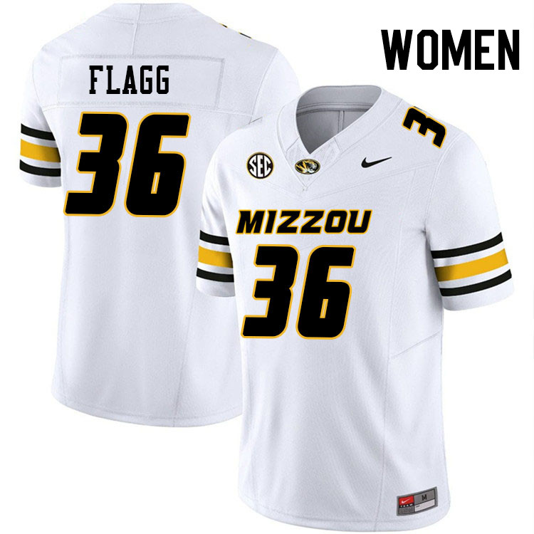 Women #36 Caleb Flagg Missouri Tigers College Football Jerseys Stitched-White